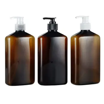 12 шт., 500 мл, пустые коричневые контейнеры для косметического лосьона, пластиковый диспенсер для бутылок шампуня, 17 унций, ПЭТ-контейнер для жидкости для ванны