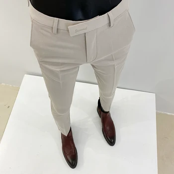 2023 Мужские Повседневные деловые брюки в британском стиле, Приталенные Классические Офисные брюки для мужчин, брюки для свадебной вечеринки