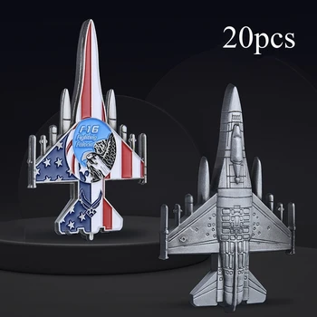 20шт/50шт Монета Вызова ВВС США, Раскрашенный Истребитель F-16 Lightning II, Военная Монета, Подарочная Коллекция Летчика, Коллекционная