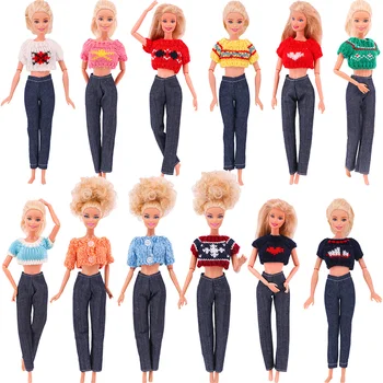 3 шт. Кукольная одежда, Милый Плюшевый наряд, Модный костюм для Барби, 11,8-дюймовая кукла, Повседневная одежда, подарок для девочки