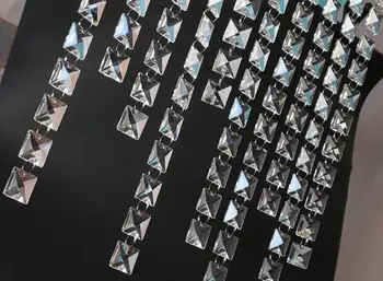 5 Метров Хрустальной стеклянной Гирлянды 18 мм Квадратные Бусины Цепочки С Серебряными Кольцами Для Изготовления ювелирных изделий DIY Занавес