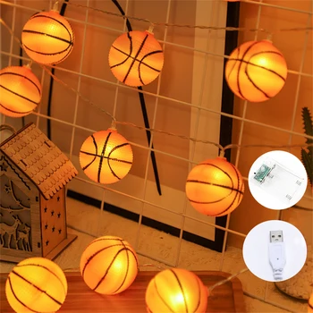 55 мм Баскетбольная праздничная гирлянда с 20 светодиодами, работающая от USB/аккумулятора, Украшение теплой атмосферы для занятий спортом, вечеринки, клуба