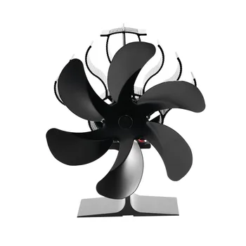 6-лопастной термоэлектрический вентилятор для печи, черный каминный вентилятор, Дровяная горелка, защита окружающей среды, тихий бытовой каминный вентилятор, высокая