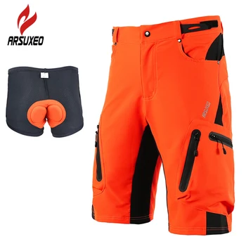 ARSUXEO, мужские мягкие мешковатые велосипедные шорты, Светоотражающие MTB, брюки для езды на горном Велосипеде, Шорты свободного кроя с регулируемой талией