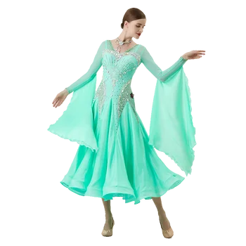 B-22285 Новое женское платье для современного танца со стразами, разнообразное по цвету, для бальных танцев, Национальный стандарт для соревнований по вальсу