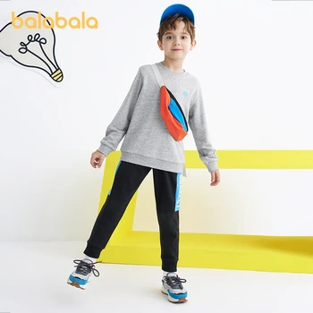 Balabala/Костюм для мальчиков для малышей 2023, Весенний пуловер, свитер с принтом, Комплект из двух предметов, модный крутой модный костюм