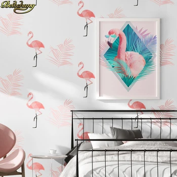 beibehang papel de parede обои в скандинавском стиле с фламинго спальня 3d фон обои домашний декор настенная бумага из папье-маше 3d