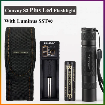 Convoy S2 Plus с Luminus SST40 LED, портативный SMO-фонарик для кемпинга, велоспорта, освещения, Жесткий фонарь, факелы