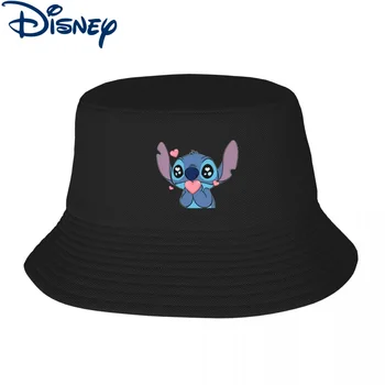 Disney Outdoor Bucket Hat Lilo Stitch Love Cute Heart Bob Cap Унисекс Хлопчатобумажные Рыбацкие шапки Disney Cartoon Beach Fisherman Hat