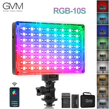 GVM RGB-10S RGB LED Video Light Приложение Для Управления Камерой Панель Подсветки 3200 K-5600 K Светильник Для Фотосъемки Портативная Студийная Фотолампа