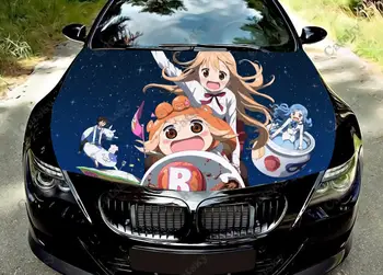 Himouto! Umaru-chan Виниловые наклейки на Капот автомобиля, Оберточная Виниловая пленка, Наклейки на крышку двигателя, Универсальная Защитная пленка на капот автомобиля