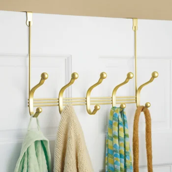 IDesign Золотой Латунный стеллаж для хранения York Lyra Steel с 10 крючками, вешалка для одежды, вешалка для пальто