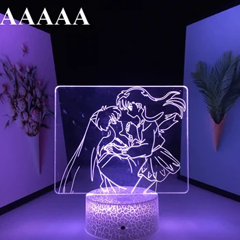 Inuyasha Kagome Аниме Фигурка 3D Светодиодный Светильник для Спальни Декоративный Ночник Подарок На День Рождения Комнатный Светильник Акриловый Ночник Челнока
