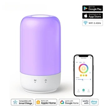 Meross HomeKit Умный Рассеянный Свет, WiFi Светодиодный Ночник для Спальни, Прикроватная лампа с регулируемой яркостью, Работа с Siri, Alexa, Google Assistant
