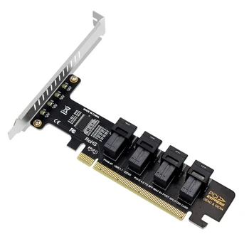 NGFF PCI-E 16X на 4 порта U.2 Разделенная карта расширения SFF-8639 NVME PCIE SSD Адаптер для материнской платы SSD SFF-8643