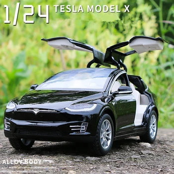 Nicce 1:24 Tesla Model X Модель автомобиля из сплава, Литые под давлением Металлические Игрушечные Транспортные средства, Коллекция моделей автомобилей, Звук и свет, Подарок для детей F161