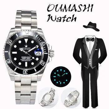 OUMASHI NH35 Мужские Роскошные часы Механические Автоматические часы 10 баров Светящиеся Керамические Сапфировые часы Corgeut с Датой