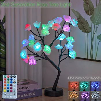 RGB LED 2-го поколения 17 цветов Розовое дерево USB ночник Украшение Детской комнаты Цветок розы Рождественское украшение подарок