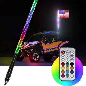 RGB светодиодные пляжные фонари-шатры для автомобиля, украшение для внедорожного мотоцикла, антенна, лампа-хлыст, флагшток с флагом