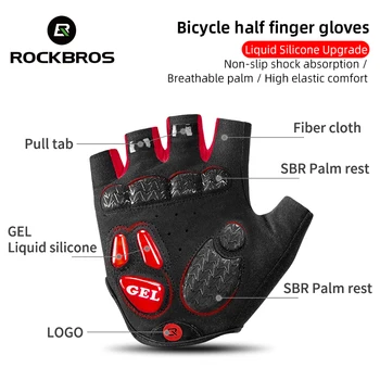 ROCKBROS/ мужские Велосипедные перчатки без пальцев, летние мотоциклетные перчатки Унисекс, перчатки для тренажерного зала, фитнеса, противоскользящие аксессуары для велосипеда