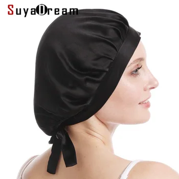 SuyaDream100% Ночная шапочка из шелка Тутового дерева для женщин для ухода за волосами Ночная шапочка из натурального шелка 19 Момме с регулируемыми лентами