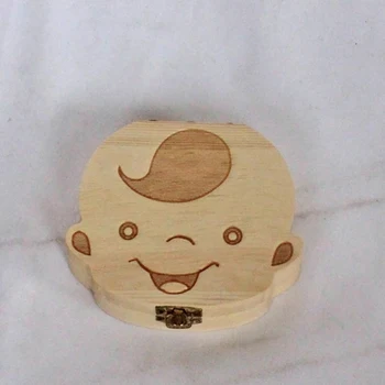 Tooth Box  English Boys And Girls Wood Storage Box Baby For Milk Teeth Organizer Holder Infant Детская деревянная коробка для