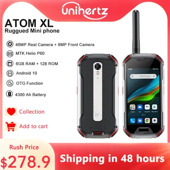 Unihertz Atom L/XL Прочный Водонепроницаемый Разблокированный Смартфон 6GB 128GB Android Сотовый телефон Walkie-Talkie 8MP 48MP Телефоны с двумя Sim-картами NFC