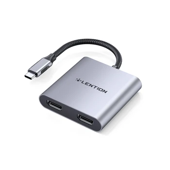 USB C-2 HDMI с двумя 4K дисплеями, Цифровой AV-адаптер для 2020-2016 MacBook Pro, Mac Air/iPad Pro, Dell XPS 13/15, Surface Pro 7/Go