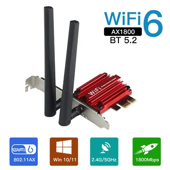 WIFI 6/1800 Мбит/с Двухдиапазонный 2,4 Г/5 ГГц 802.11AX Для Bluetooth 5,2 PCIe Беспроводной Сетевой адаптер WiFi 6E AX210 Сетевая карта Win10/11