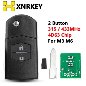 XNRKEY 2 Кнопки Умный Автомобильный Брелок 315 МГц 433 МГц 4D63 Чип Флип Дистанционный Ключ для Mazda 3 6 M3 M6 С Режиссерским Лезвием