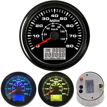 Автоматическая Настройка Спидометров 85 мм 0-80 миль в час GPS-Спидометры Водонепроницаемые Индикаторы скорости 0-120 км/ч с 8 Видами цветной подсветки