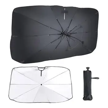 Автомобильный зонт от солнца, Складной зонт от солнца На лобовом стекле автомобиля С аварийным защитным молотком, защита от ультрафиолета, теплоизоляция