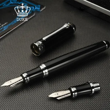 Авторучка Duke D2 роскошного бренда Серебристо-черный зажим для каллиграфии, подарочная металлическая ручка с двойным наконечником, канцелярские принадлежности