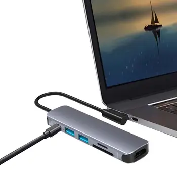 Адаптер питания USB C 6-в-1 типа USB C КОНЦЕНТРАТОР с портом 4K30Hz USB C Dongle, совместимый с ноутбуками и другими устройствами