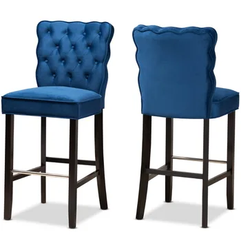 Барный стул Baxton Studio Daphne, темно-синий, набор из 2 предметов