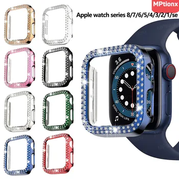 Бриллиантовый чехол для часов Apple Watch Case Series 9 8 45 мм 41 мм 40 мм 44 мм 38 мм 42 мм Защитный Чехол с блестками для Iwatch SE 7 6 5 4 3