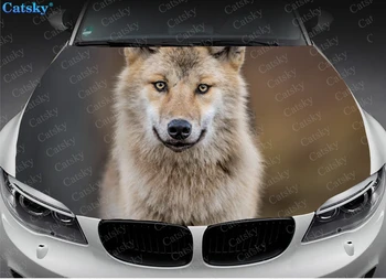 Волк, король волков, обертывание капота автомобиля, наклейка со львом, виниловая наклейка на капот, полноцветная графическая наклейка, изготовленная на заказ для любого автомобиля