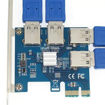 Выделенная карта Riser Card USB 3.0 PCIe Конвертер PCI-E В Адаптер PCI-E от 1 до 4 Слотов PCI-Express от 1x до 16x Для майнинга BTC Miner