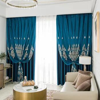 Высококачественные Декоративные шторы с вышивкой на окно в европейском стиле для гостиной, спальни, кабинета, Плотные шторы с высокой затененностью