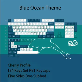 Геймерская механическая клавиатура GMK PBT Keycaps Blue Ocean С Пятью Сторонами, Окрашенные В краситель Колпачки для клавиш Teclado, Переключатели Cherry Gateron Kailh Box Mx