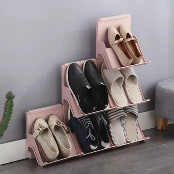 Дверной шкаф для обуви в японском стиле, многослойный простой стеллаж для обуви, Экономичный домашний компактный пластиковый стеллаж для хранения обуви в общежитии