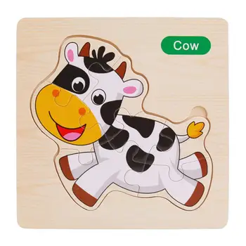 Деревянная игрушка-головоломка с коровами и пчелами, пазлы с мультяшными животными, Развивающие интеллект, детские развивающие познавательные игрушки в подарок