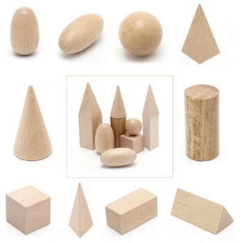 Деревянные геометрические тела трехмерных форм, учебные пособия Монтессори для школы и дома