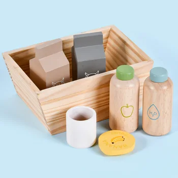 Детская имитация деревянной коробки для завтрака, Кухонная Приправа, Бутылка для порошка перца, Банка, Кухонные принадлежности, Комбинированные развивающие игрушки
