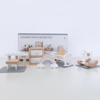 Детская мини-мебель Комбинированная Имитация Кукольного Дома Украшения Деревянные Игрушки