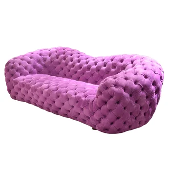 Диван из ткани Честерфилд с хохолком на пуговицах в стиле ретро, Классический U-образный диван из чистого льна, Диван в арабском стиле