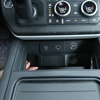 Для Land Rover defend 90 110 2020-2022 ABS Черная Автомобильная центральная консоль Порт для зарядки USB Защитная крышка Наклейки Автомобильные аксессуары
