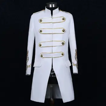 Европейский и американский мужской пиджак, белый придворный принц, куртка с золотой вышивкой, трансграничное выступление певца
