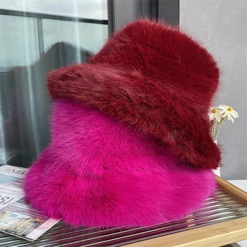 Женская Элегантная Осенне-зимняя меховая шапка Рыбака из искусственного Меха, Корейская теплая шапка-ведро для пожилых Людей 2022, Новый цвет