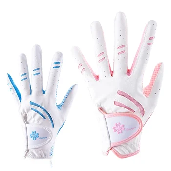 Женские перчатки для гольфа из искусственной кожи с силиконовыми частицами, нескользящие